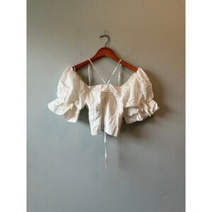 NWT NATIVE Daughters White Cinched Front Top